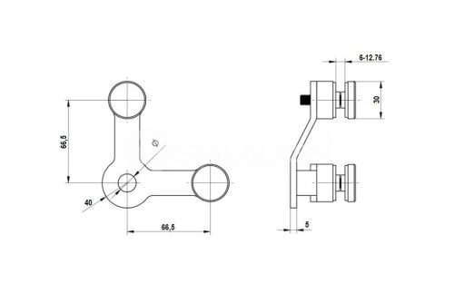 Uchwyt do szkła spider podwójny 90° AISI 304 - szlif - 6/12,76 mm