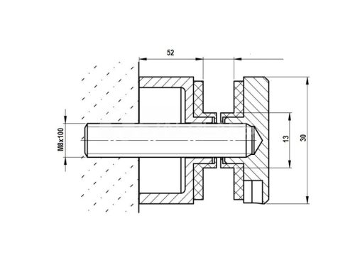 Uchwyt punktowy szkła fi30, dystans 50mm – szlif – równia płaska