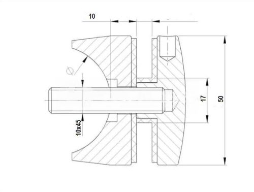 Uchwyt punktowy szkła fi50, do rury 42.4mm,dystans 10mm - Szlif