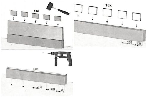 Profil aluminiowy balustrady cało szklanej - mocowanie od boku