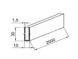 Profil 2000 mm do systemu przesuwnego BLACK - stal nierdzewna