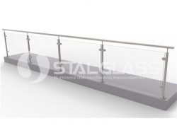Balustrada prosta ze szkłem laminowanym przeźroczystym L-5500mm h-100mm