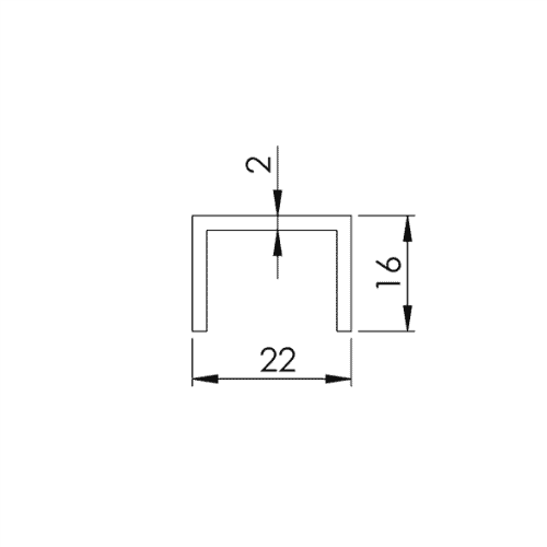 Pochwyt aluminiowy nakładany na szkło 22x16 mm, L3000 - obrazek 3