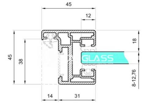 Profil ościeżnicowy szkło-szkło, czarny, typ "H" do szkła 8-12,76mm