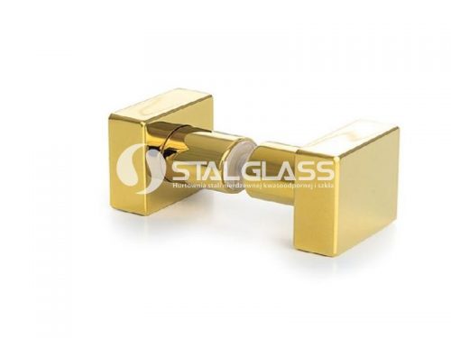 Gałka drzwi szklanych kwadratowa wymiary 35x35mm, mosiądz - GOLD