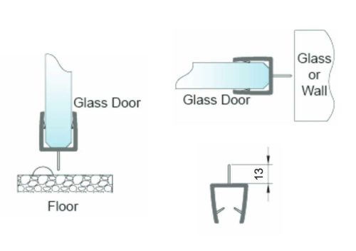 Uszczelka glass/door z piórkiem 6mm środek 13mm