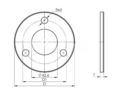 Stopa montażowa do wspawania rury fi 42,4 mm