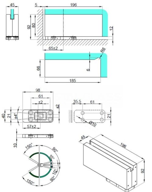 Samozamykacz w okuciu satyna szerokość drzwi max 1250mm