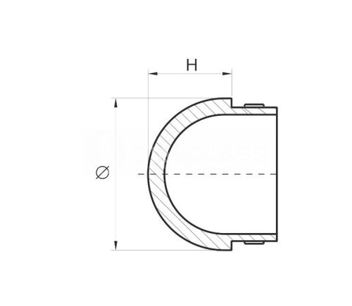 Zaślepka półokrągła wbijana w rurę 48,3×2.0mm, AISI304, szlif