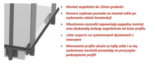 Balustrada systemowa ALU-SG-EASY-GS-BS od boku L1000