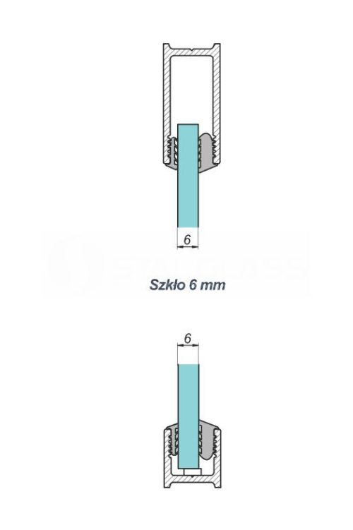 Profil ,,U” z uszczelką do szkła 6 mm, aluminium