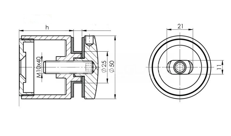 Uchwyt punktowy 50/30 8-17,52mm M10 304 regulowana h32-37
