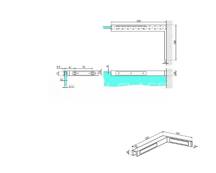 Stabilizator kątowy/narożny 220x140mm prawy 8-10mm czarny