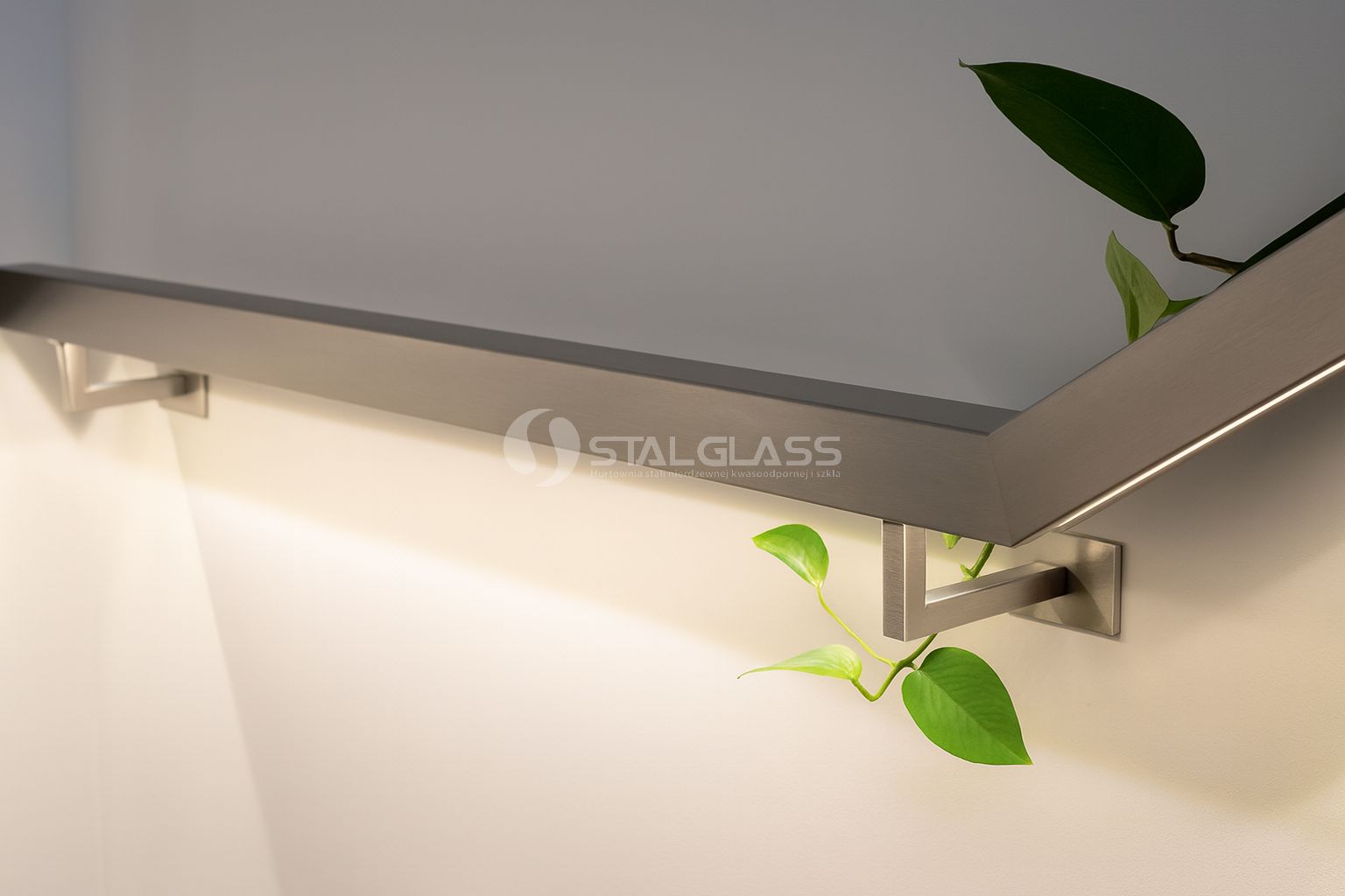 Poręcz ścienna LED L2500, AISI304, szlif 42,4