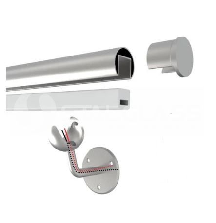 Poręcz ścienna LED L2500, AISI304, szlif 42,4