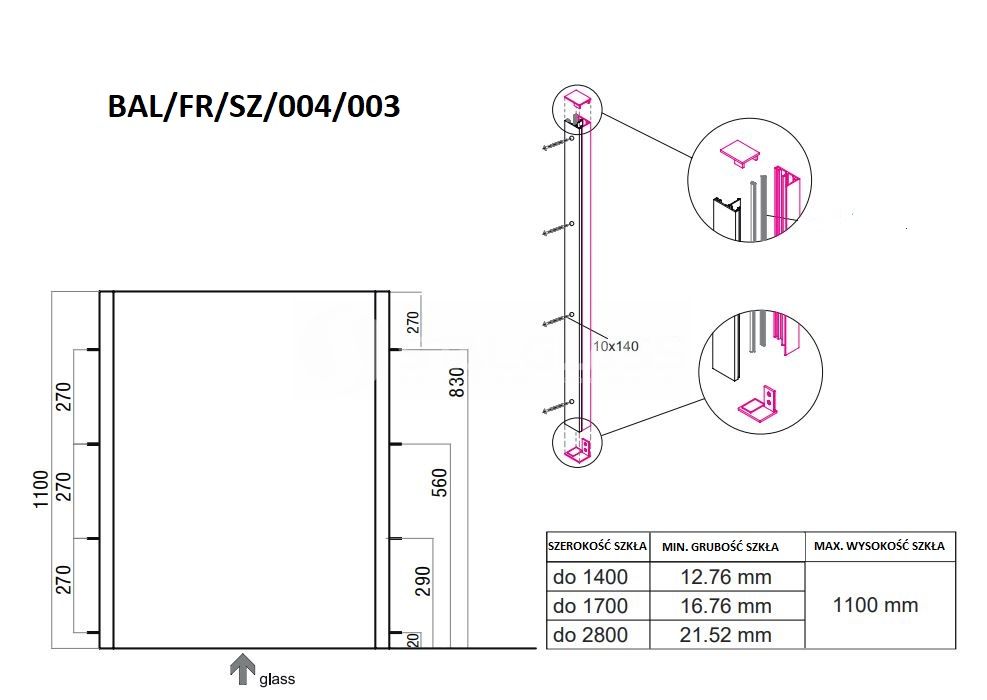 Francuski balkon aluminiowy L1.1m H1.1m-do ramy okiennej RAL7021