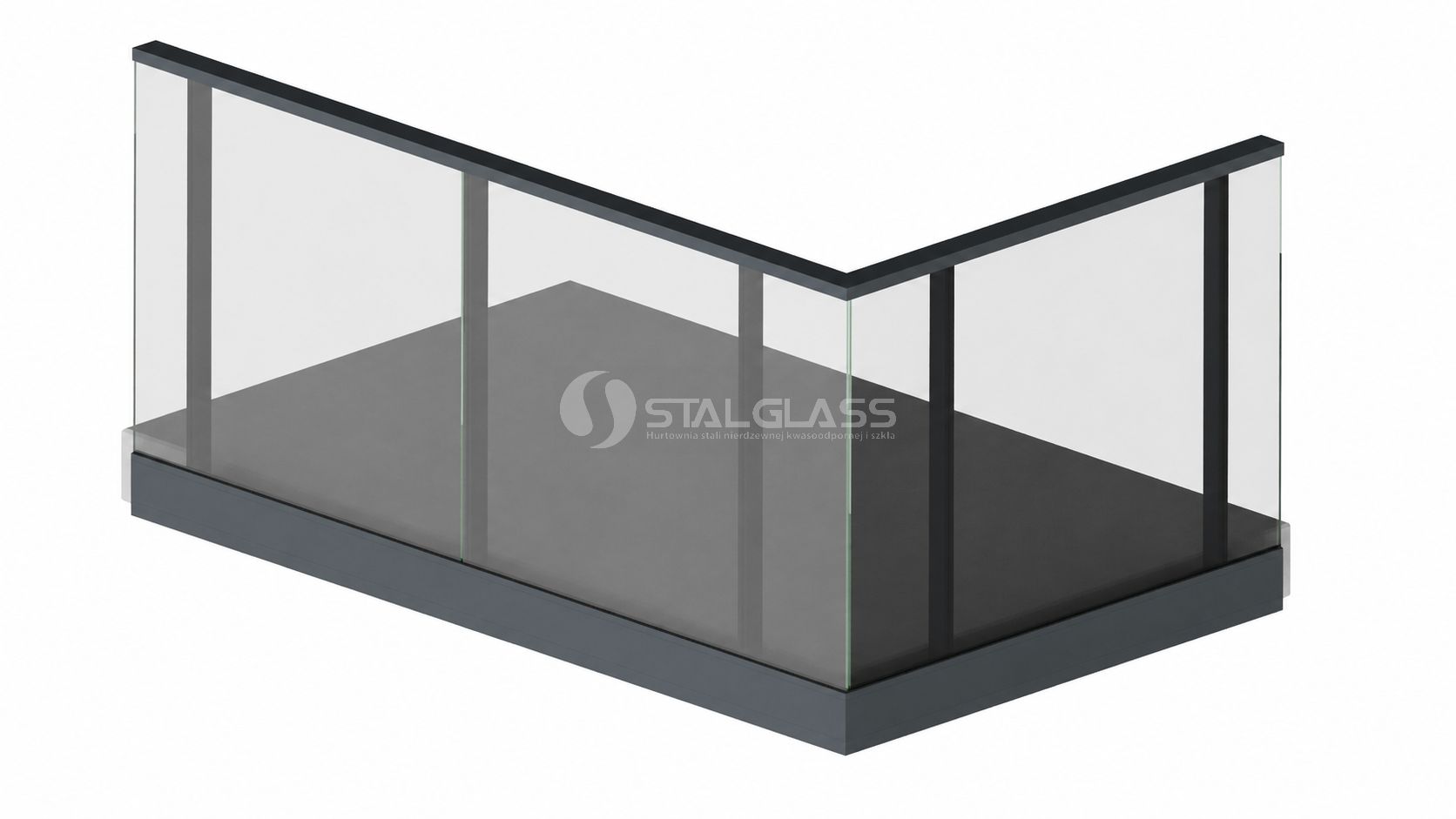 Balustrada systemowa PINA-SG-BSB od boku - blenda